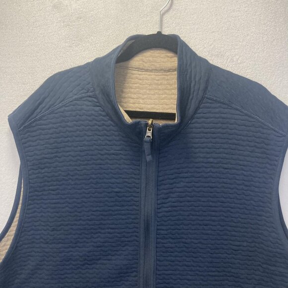 NWT Johnston & Murphy Reversible Quilted Zip Up Knit Vest Mens 3XL Navy Blue Tan - Picture 4 of 16
